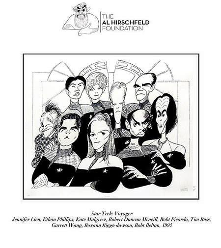 Al Hirschfeld Deep Space Nine cast drawing