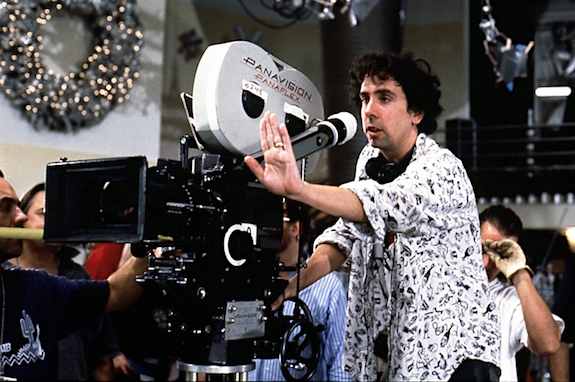 Director Tim Burton on the set of Batman Returns