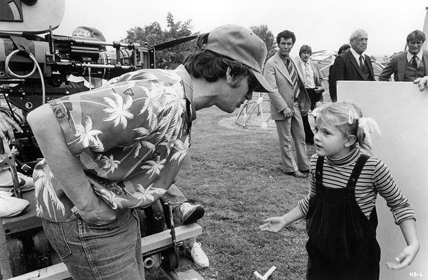 Director Steven Spielberg and Drew Barrymore